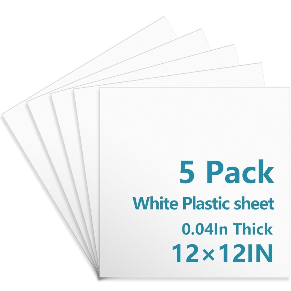 White Plastic Sheets 12x12 Inches 5 Pack Flexible High Tensile DIY Plastic Panel