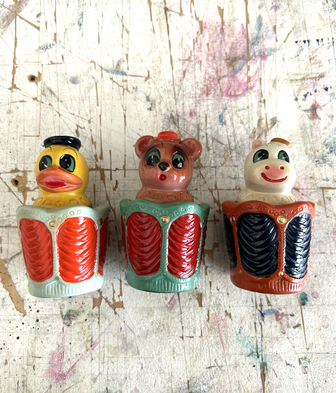Three 1950's Lark Giraffe Collectable Chinese Animal Pencil Sharpeners Vintage