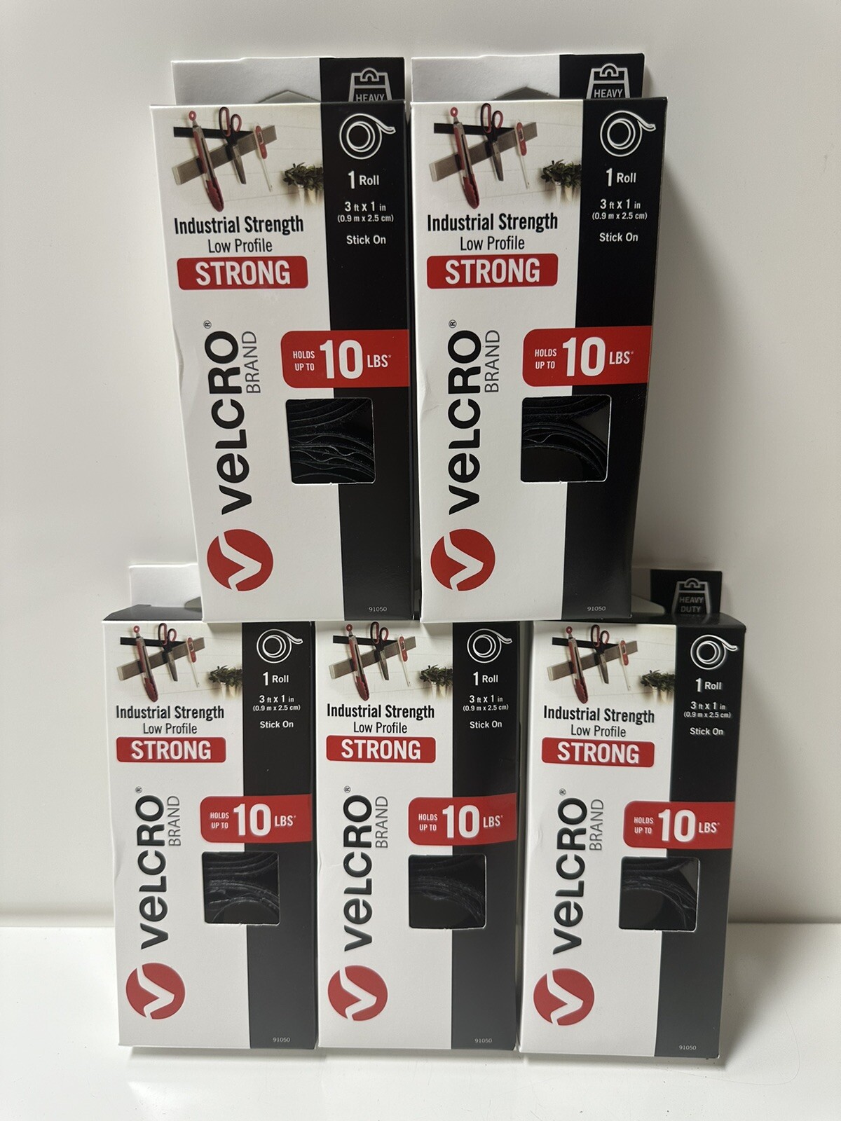 NEW (Set Of 5) VELCRO 91050 3 FOOT X 1" TAPE BLACK FASTENER HOLDER RN77881