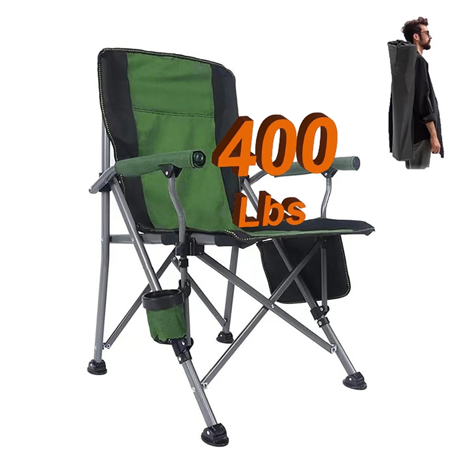 BN-LINK Oversized Folding Camping Chair, Heavy Duty Support 400 Lbs Portable Pad