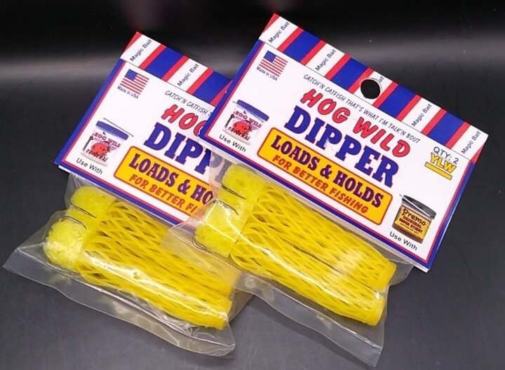 Magic Bait 48-55 Catfish Hog Wild Dipper Bait Holder Yellow ~ 2 Packs Of 2