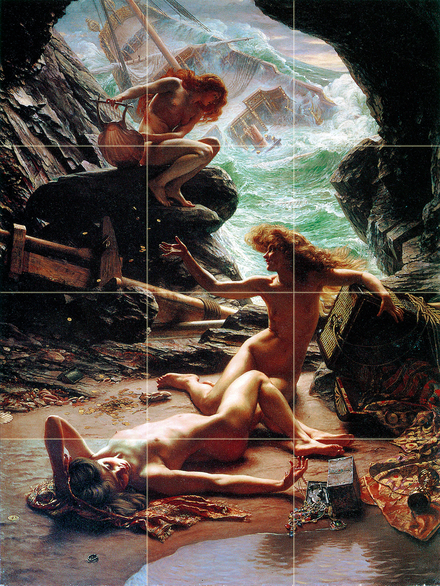 Art Edward Poynter Mural Ceramic Tiles Bath Backsplash Nymphs Tile #488