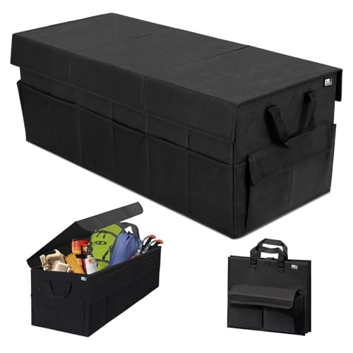 Trunk Organizer with Lid, 72L Large Capacity Car Organizer, Extra Large Black