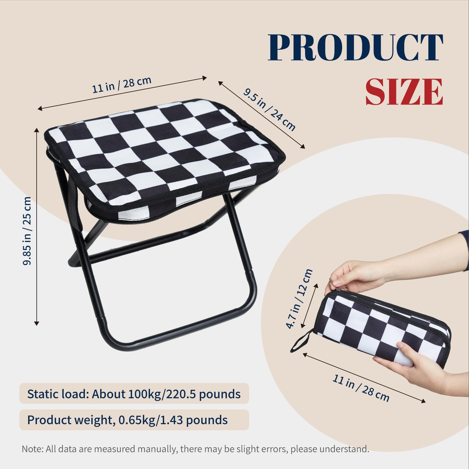 Collapsible Stool Camping Folding Stools: 1.1lbs Lightweight Portable Foot St...