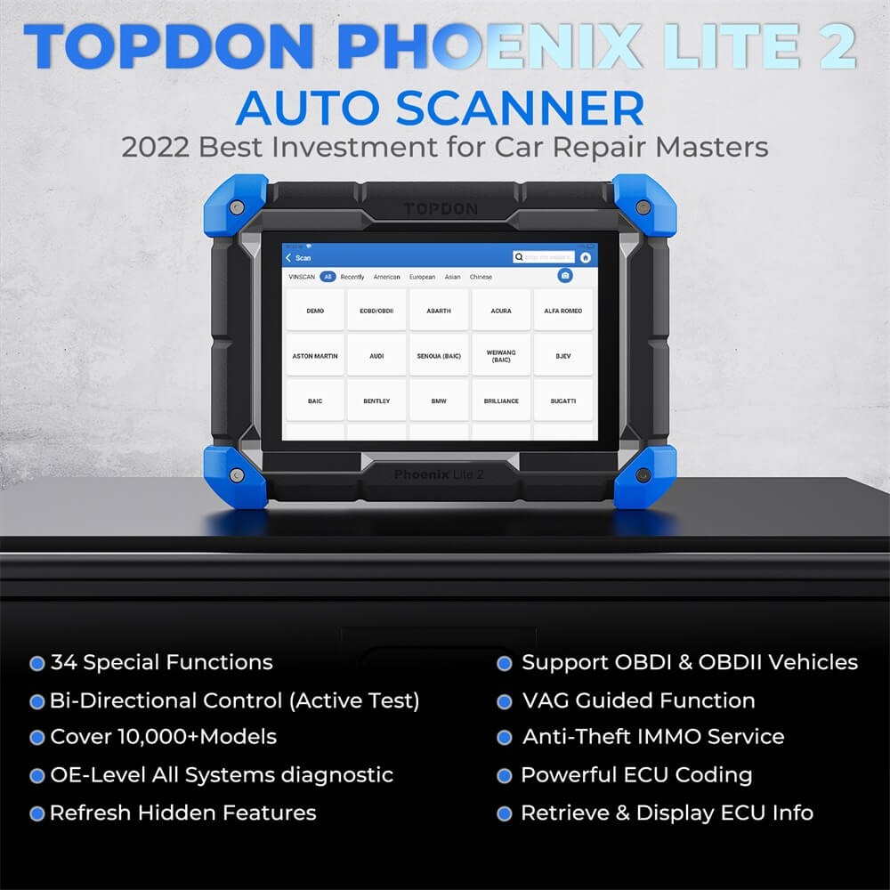 2026 TOPDON Phoenix Lite 2 ECU KEY Coding Scanner Car Diagnostic Tool ULTRA
