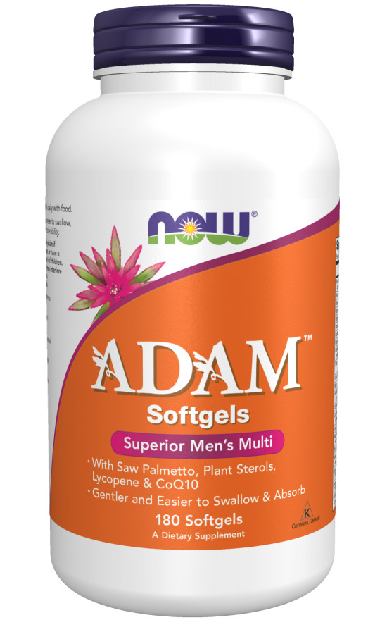 NOW Foods Adam Superior Men's Multivitamin Softgels 180 Saw Palmetto CoQ10 11/26