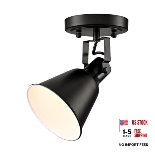 EUL Adjustable Industrial Ceiling Spot Light with Adjustable 1-Light Black