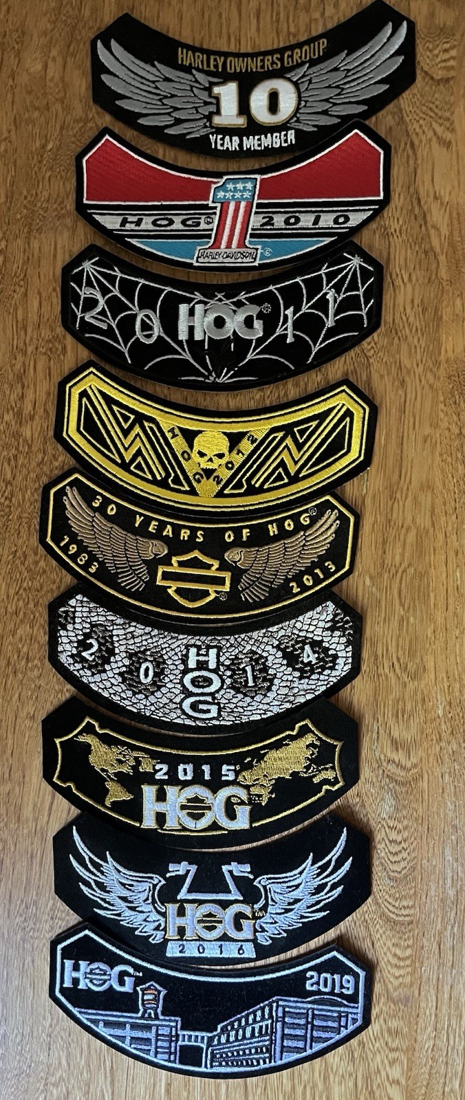 Harley Davidson Owners Group HOG Patches Lot If 9 Jacket Rocker  Motorcycle NEW