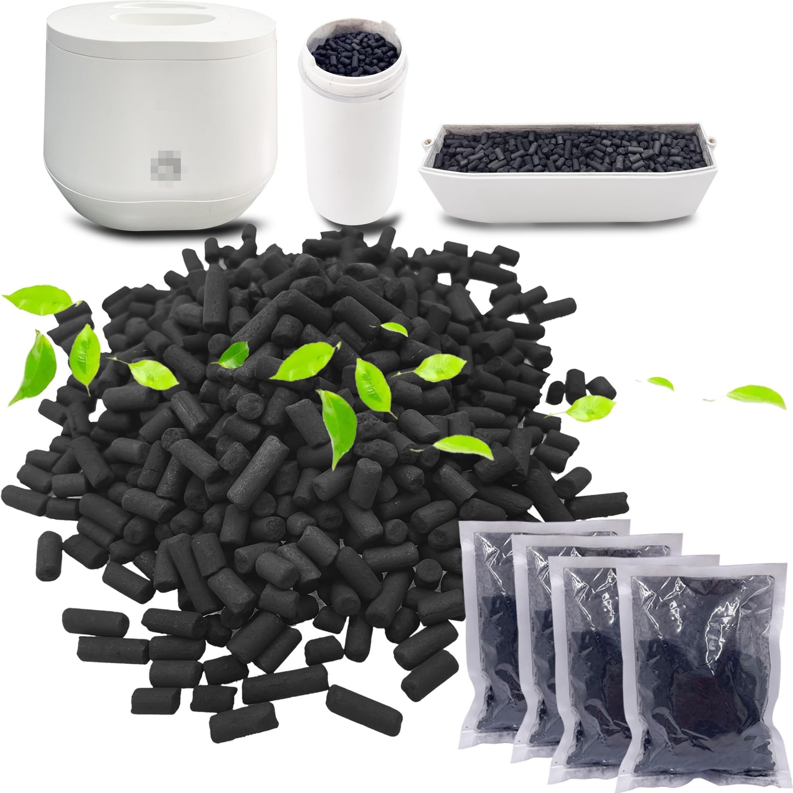 4 Pack Odor Absorbing Carbon Filter Refills for Lomi Smart Waste Black
