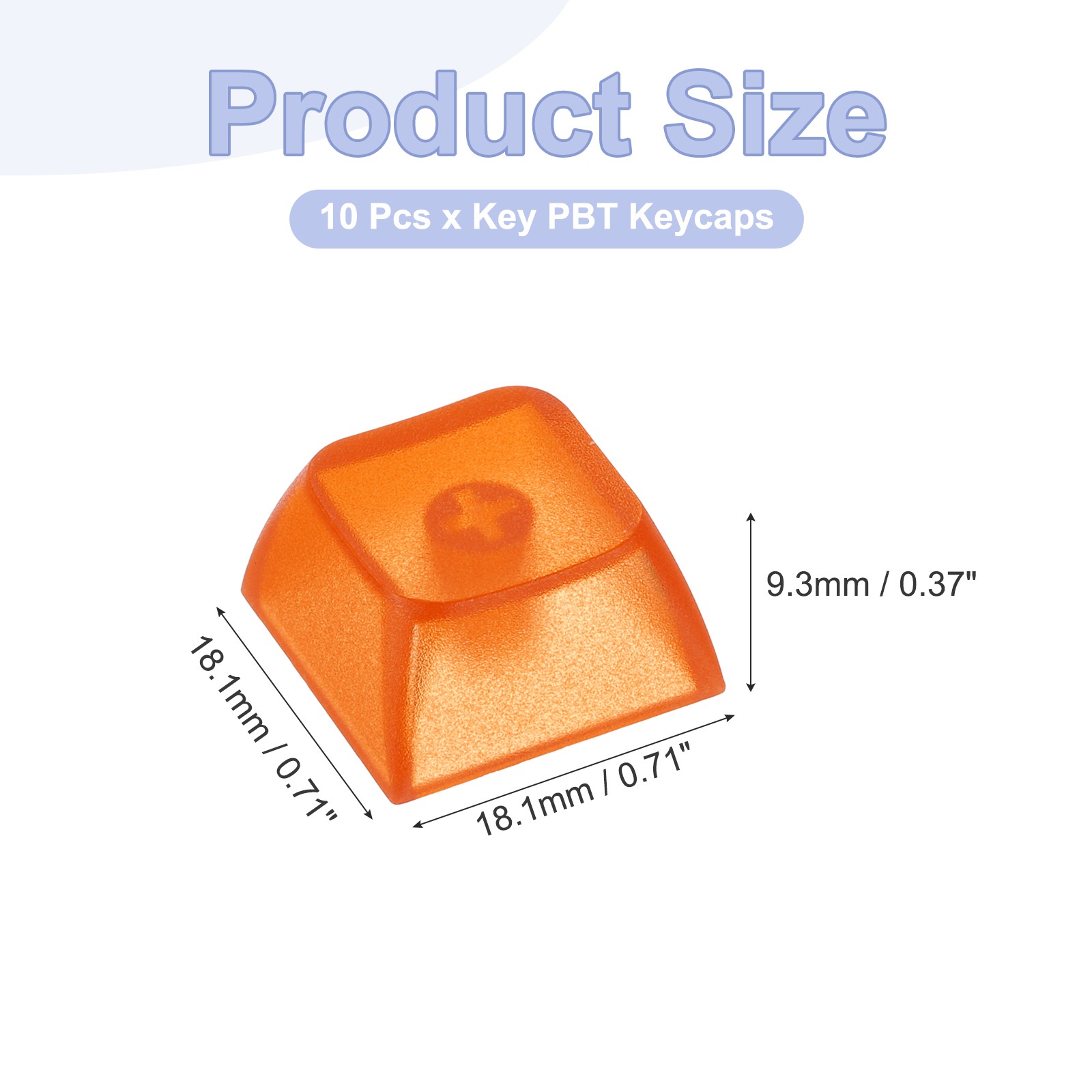 10Pcs XDA Profile Keycap Set PBT Mechanical Numeric Keypads, Clear Orange