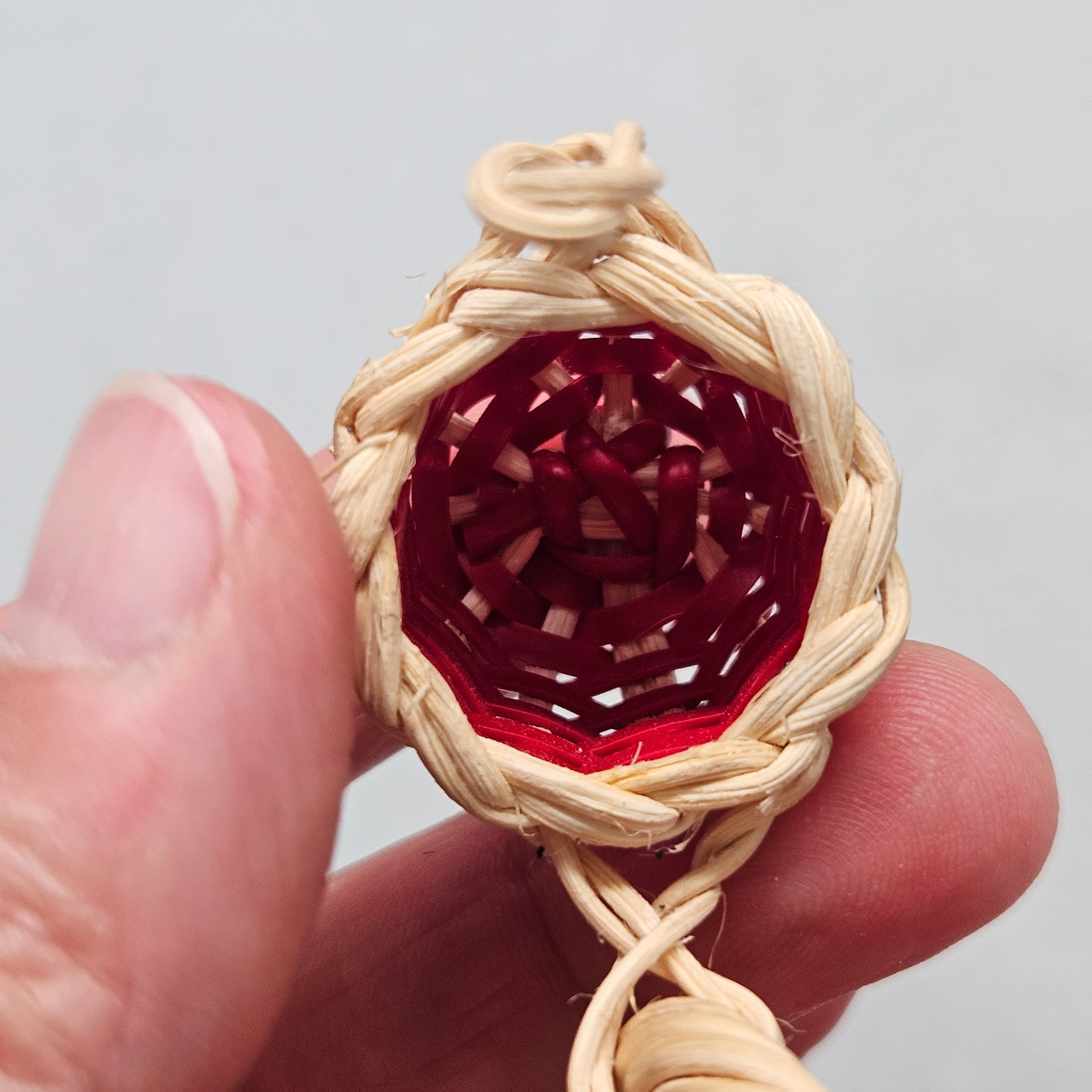 Vintage Empty Red Wicker Wraped Cherry Brandy Glass Bottle Blackforest Germany