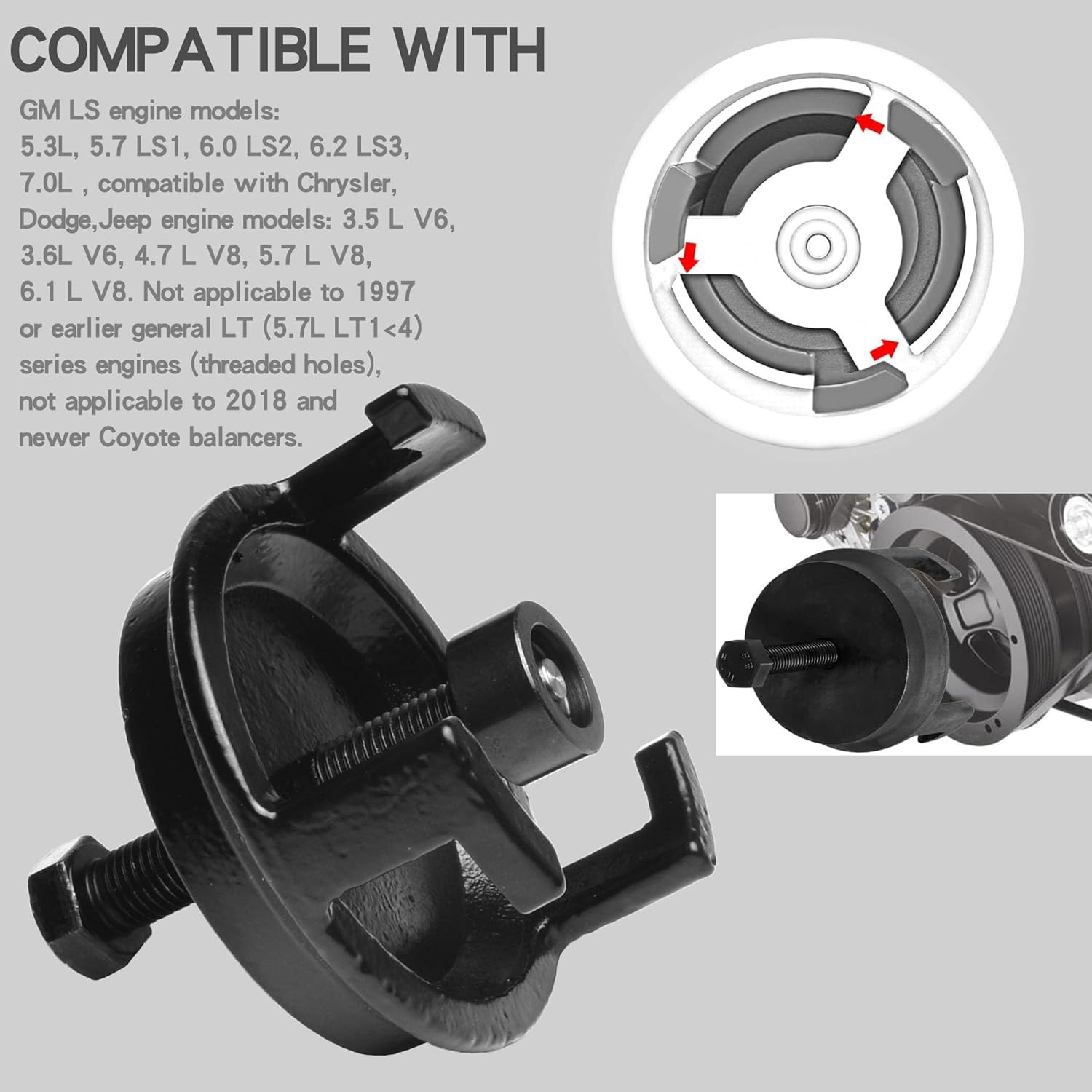 Crank Pulley Puller and Installation Set, Harmonic Balancer Puller and Harmonic
