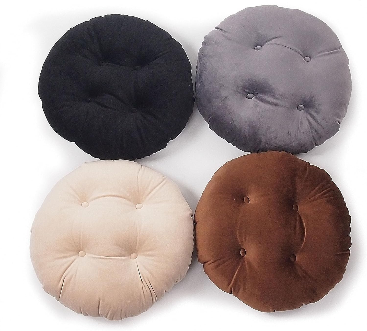Soft Velvet 12" Round Stool Cushion with Non-Slip Backing - Machine Washable