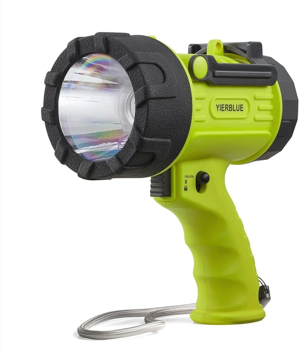 Rechargeable Spotlight with 200000 Lumen LED, IP67 Waterproof Handheld