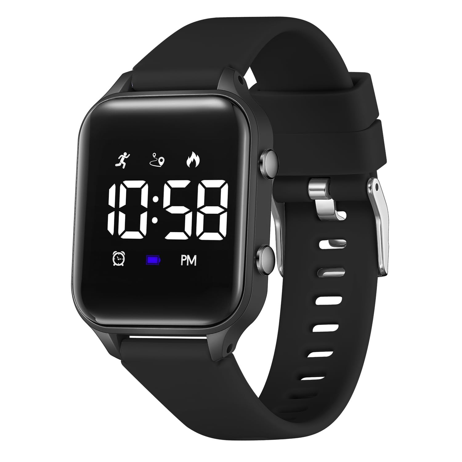 Timever Kids Digital Watches for Boys Girls, Sports Watch with L6615E-Black
