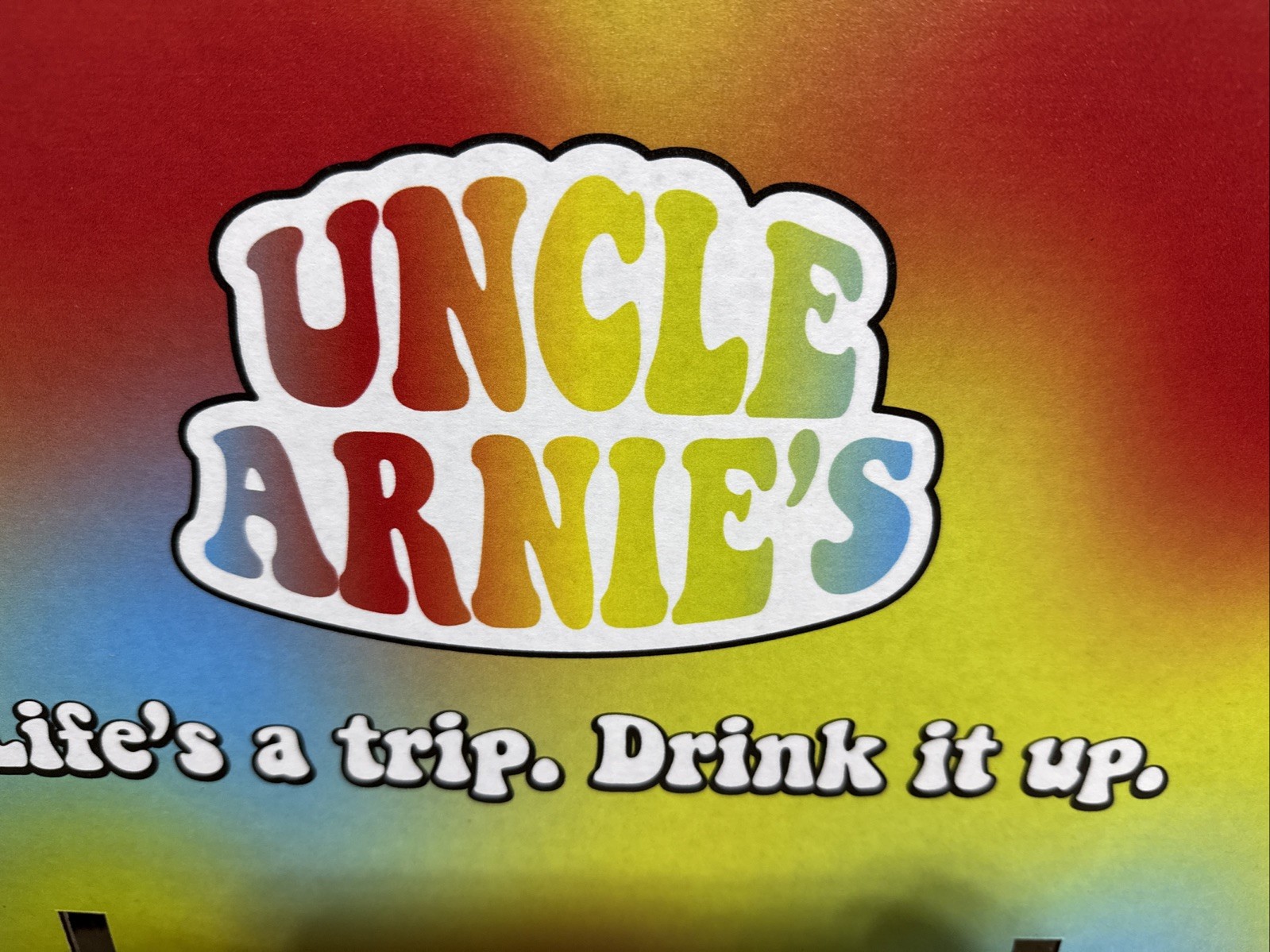 Uncle Arnies THC Beverage Cardboard Case card.double Sided Version 2