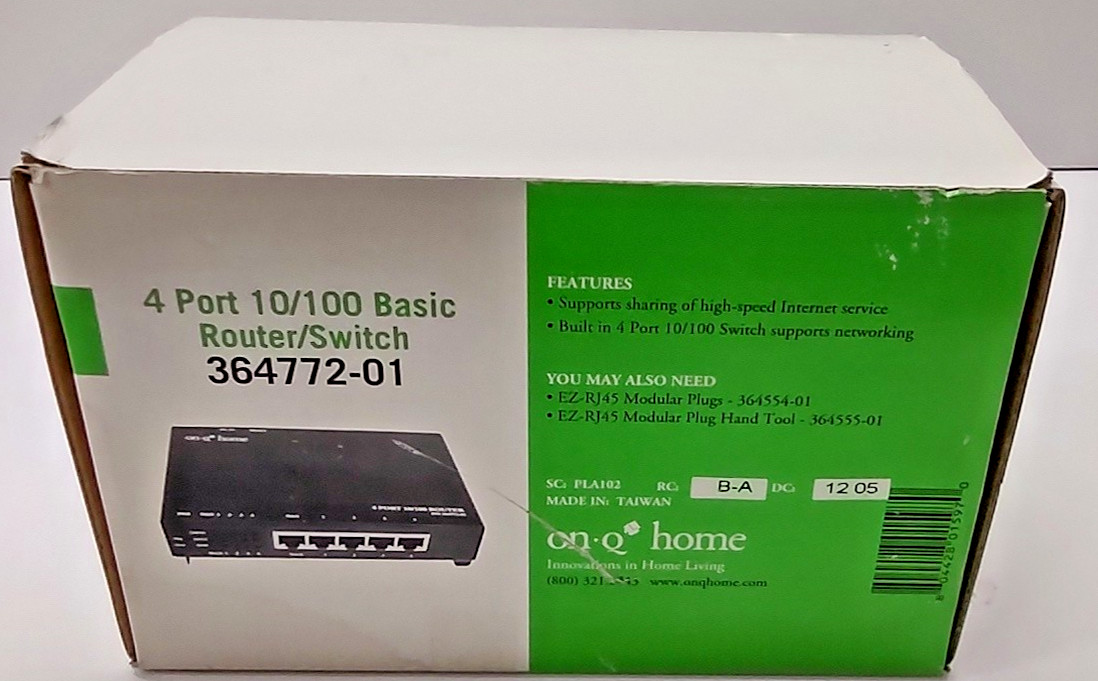 4 Port Basic 10/100 Router Switch 364772-01 NEW