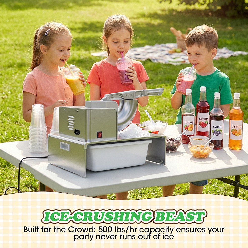Commercial Shaved Ice Machine - Electric Snow Cone Machine, Suitable for Party