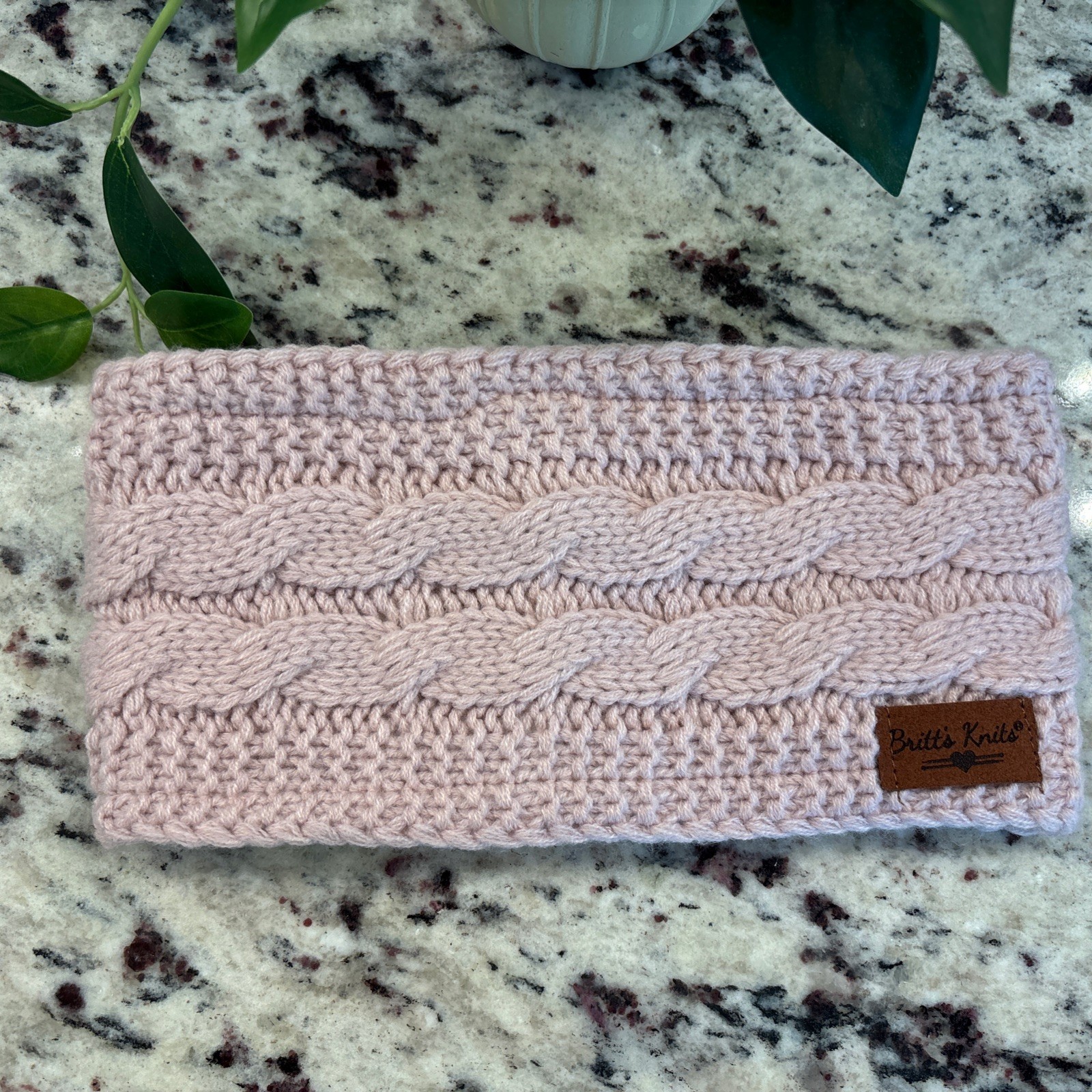 Britts Knitts Cable Knit Head Warmer Pink