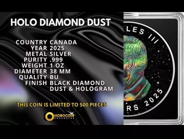 🇺🇸 HOLO DIAMOND DUST Maple Leaf 1oz Silver Coin 5$ Canada 2025 🇨🇦