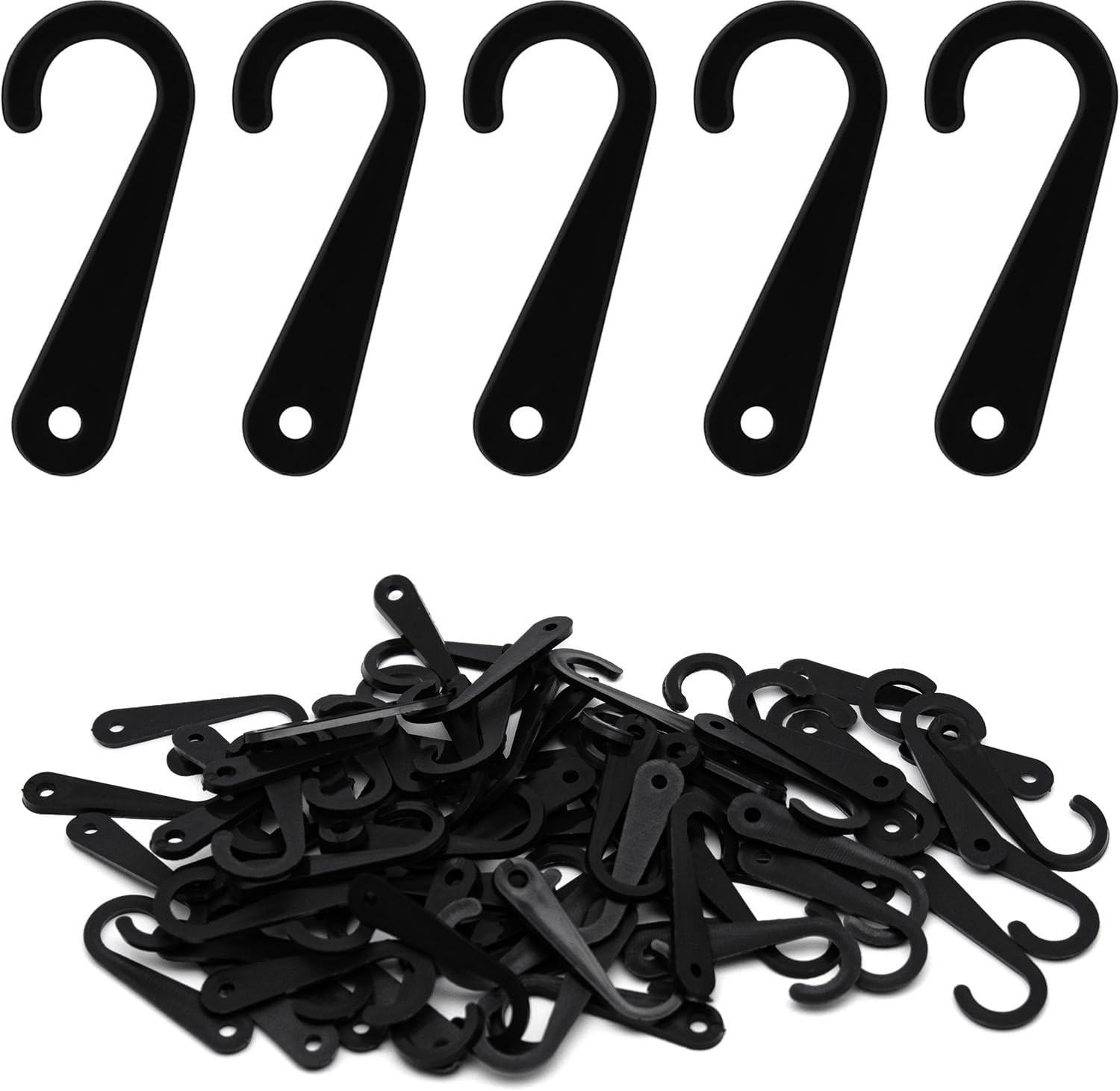 500pcs Sock Display Hooks 1-3/4 Inch Plastic J-Hooks for Sock Hat Black