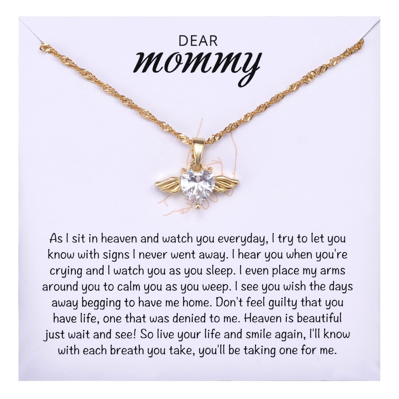 MIXJOY Mama of an Angel Baby Necklace, Angel Wings Heart Necklace for Angel M...