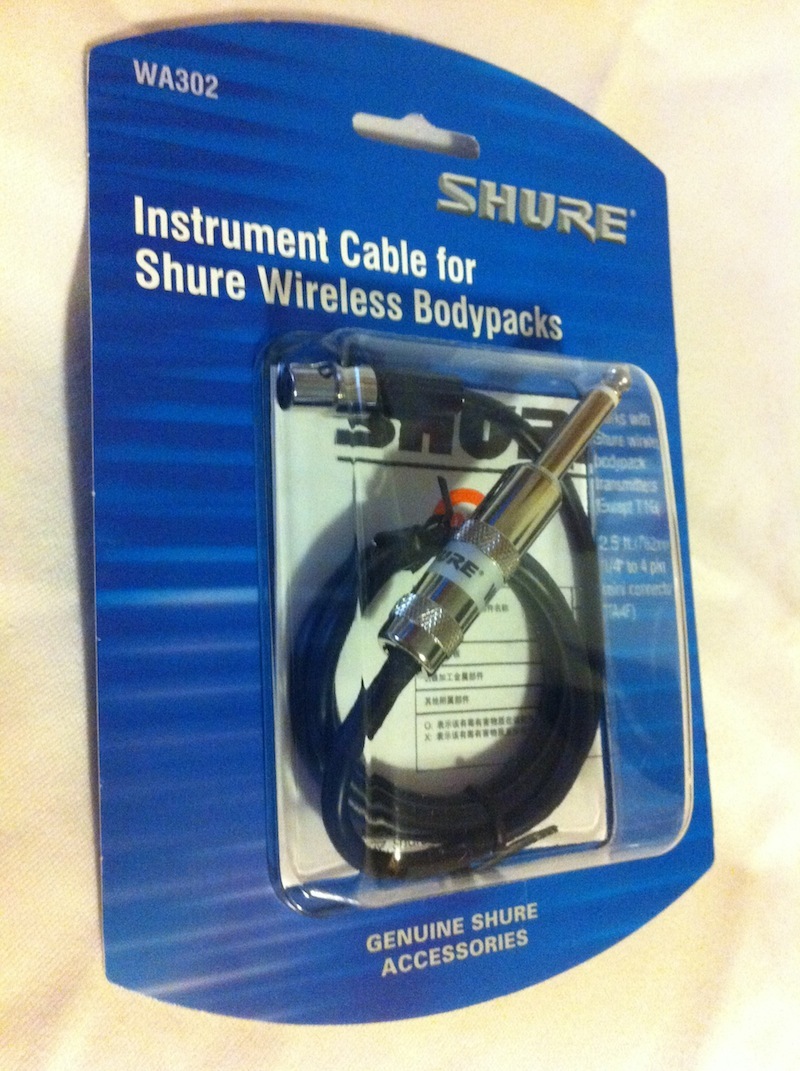 Shure WA302 - TA4F to 1/4" (2.5' TA4F to 1/4" Guitar Cable) For Shure Wireless