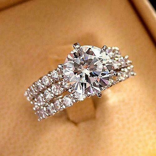 3.10 Ct Round Cut Lab-Created White Diamond Wedding Ring Set 925 Sterling Silver