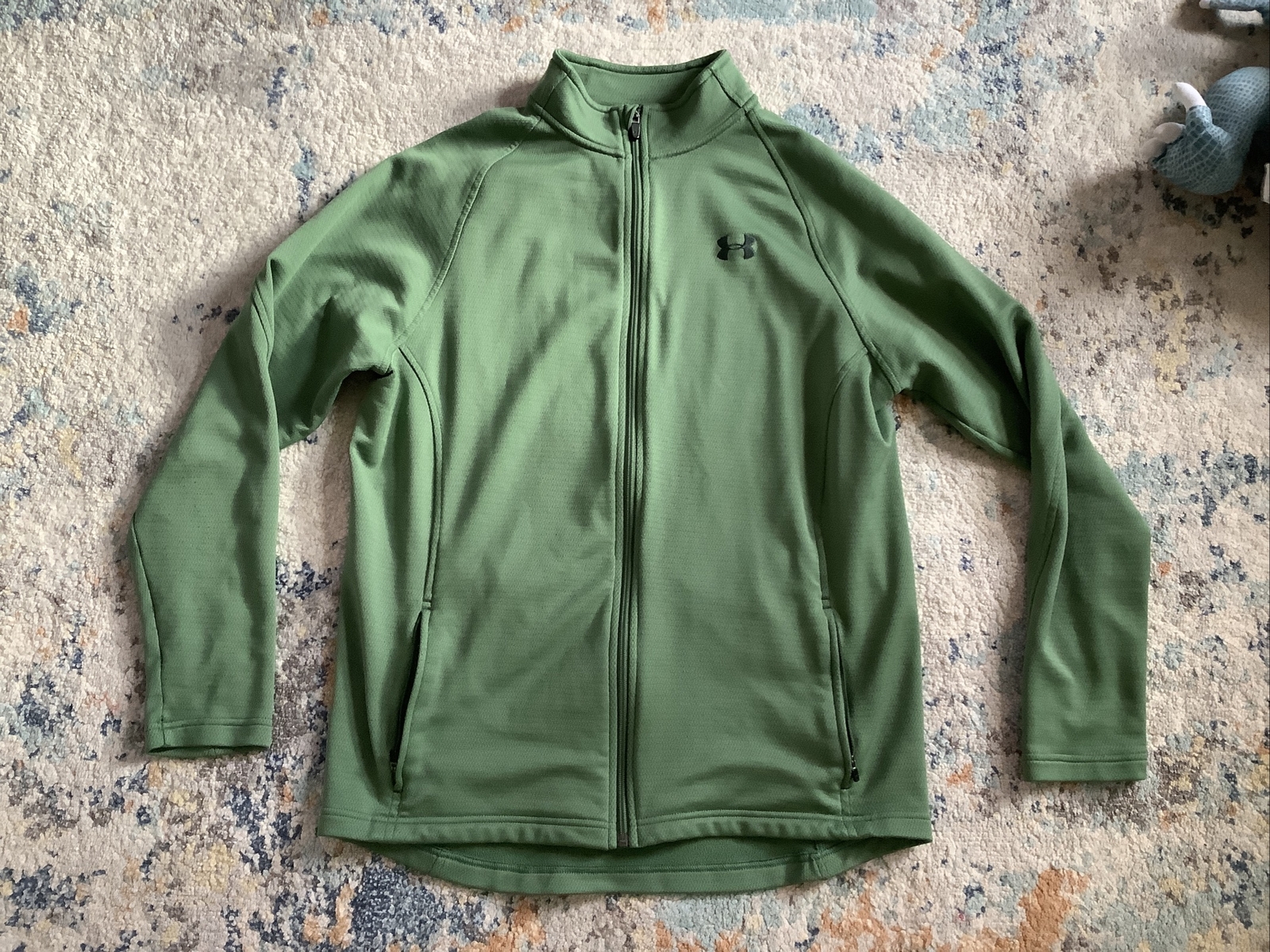 Under Armour Heatgear Loose Fit Green Full Zip Athletic Jacket Mens sz Large