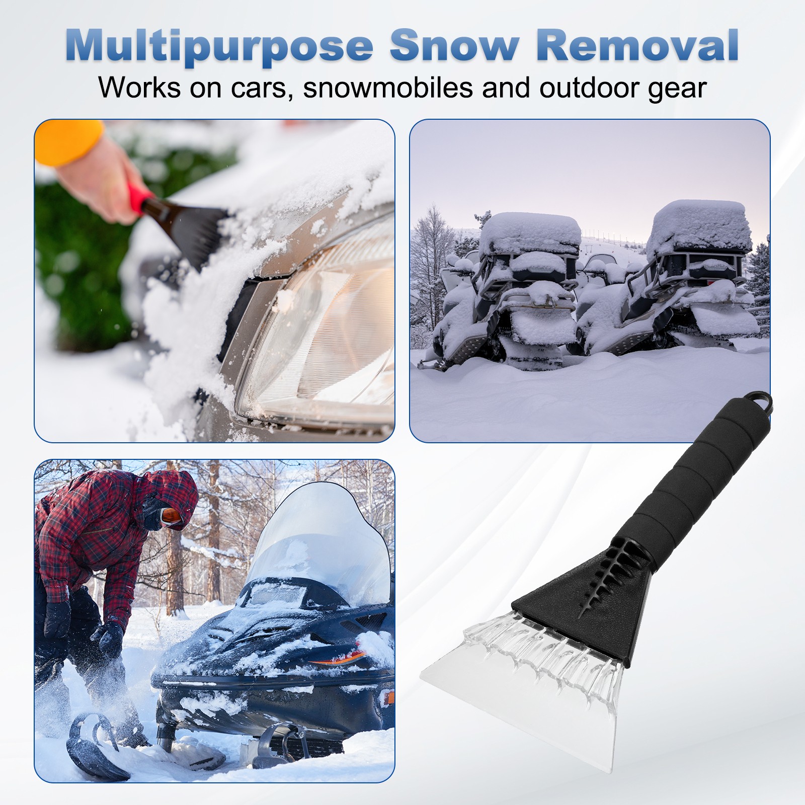 For 10" x 5" Car Windshield Ice Scraper, Black
