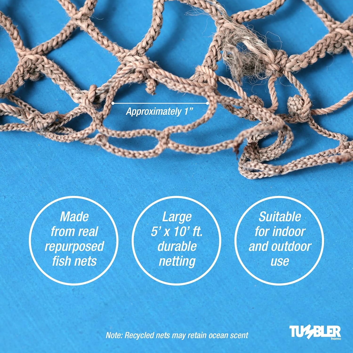 Fishing Net Decor, 5' x10' Decorative for x 10', Grey