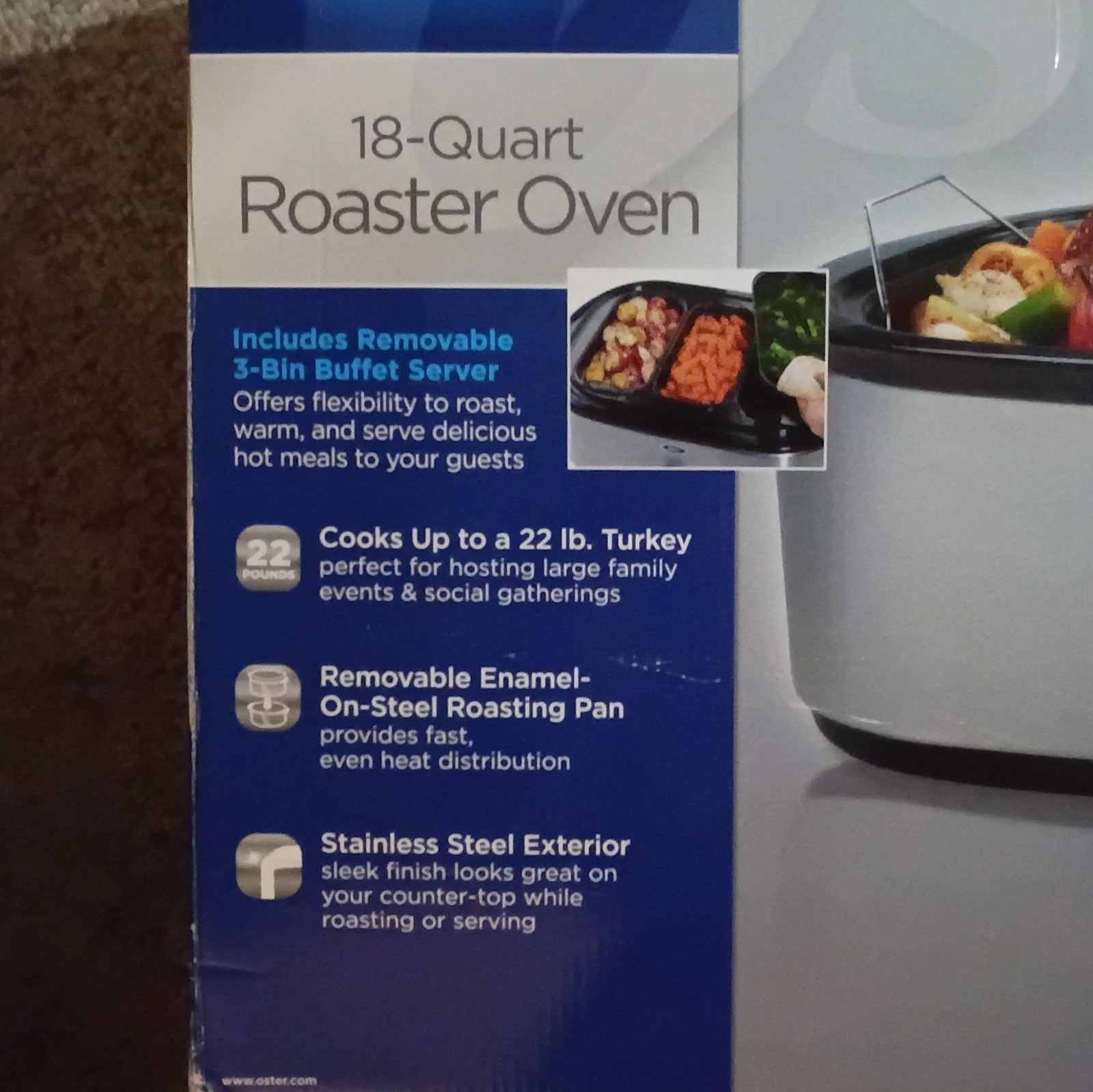 Oster 18-Quart Roaster Oven Silver/Black 1450W CKSTRS18-SB-W