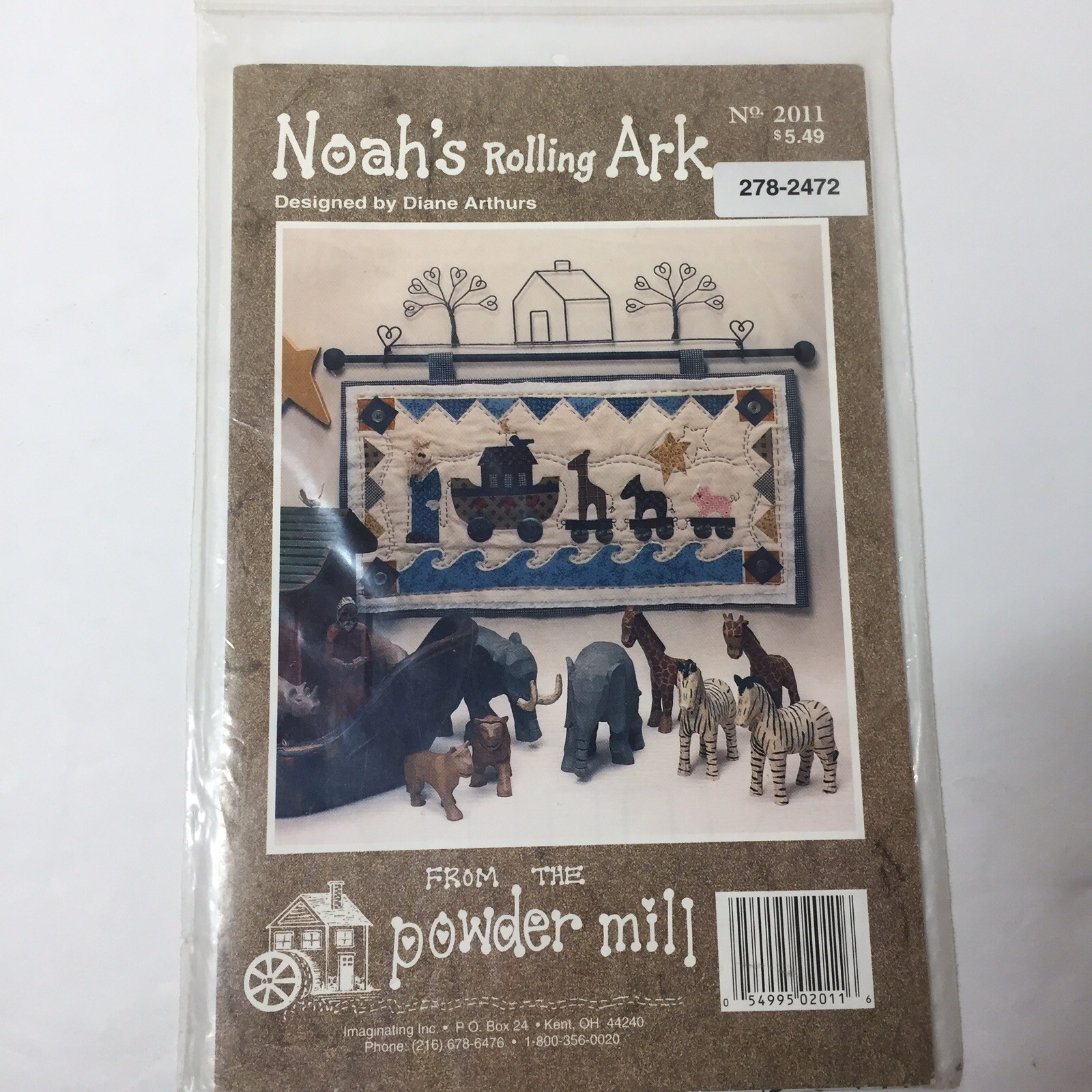 Noah's Rolling Ark Quilt Pattern 11" x 20.5" From the Powder Mill