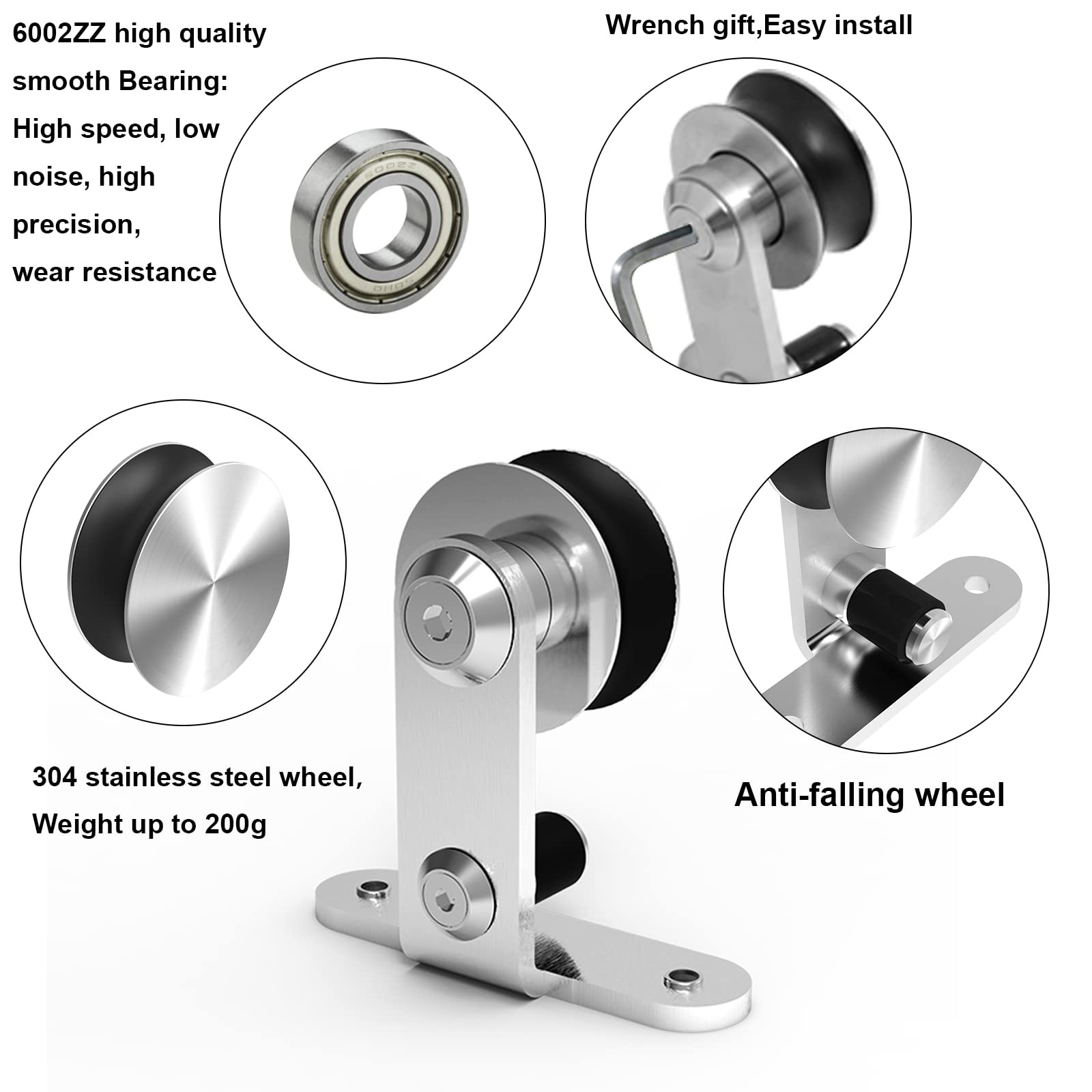 TSMST 6FT Sliding Barn Door Hardware Kit, Track kit, T Shape For One