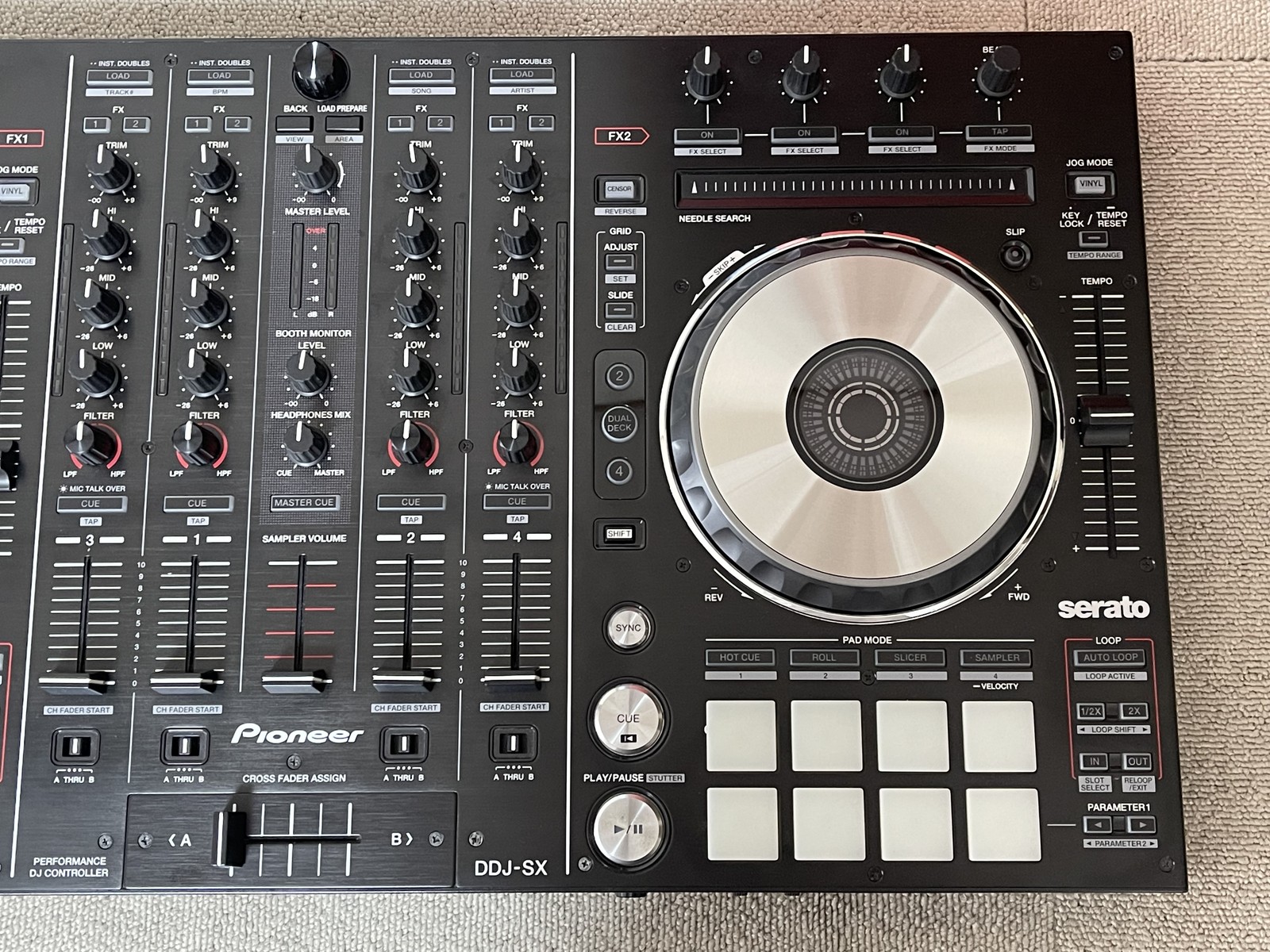 Pioneer DDJ-SX Serato DJ Controller Performance 4ch w/ AC Adapter Tested