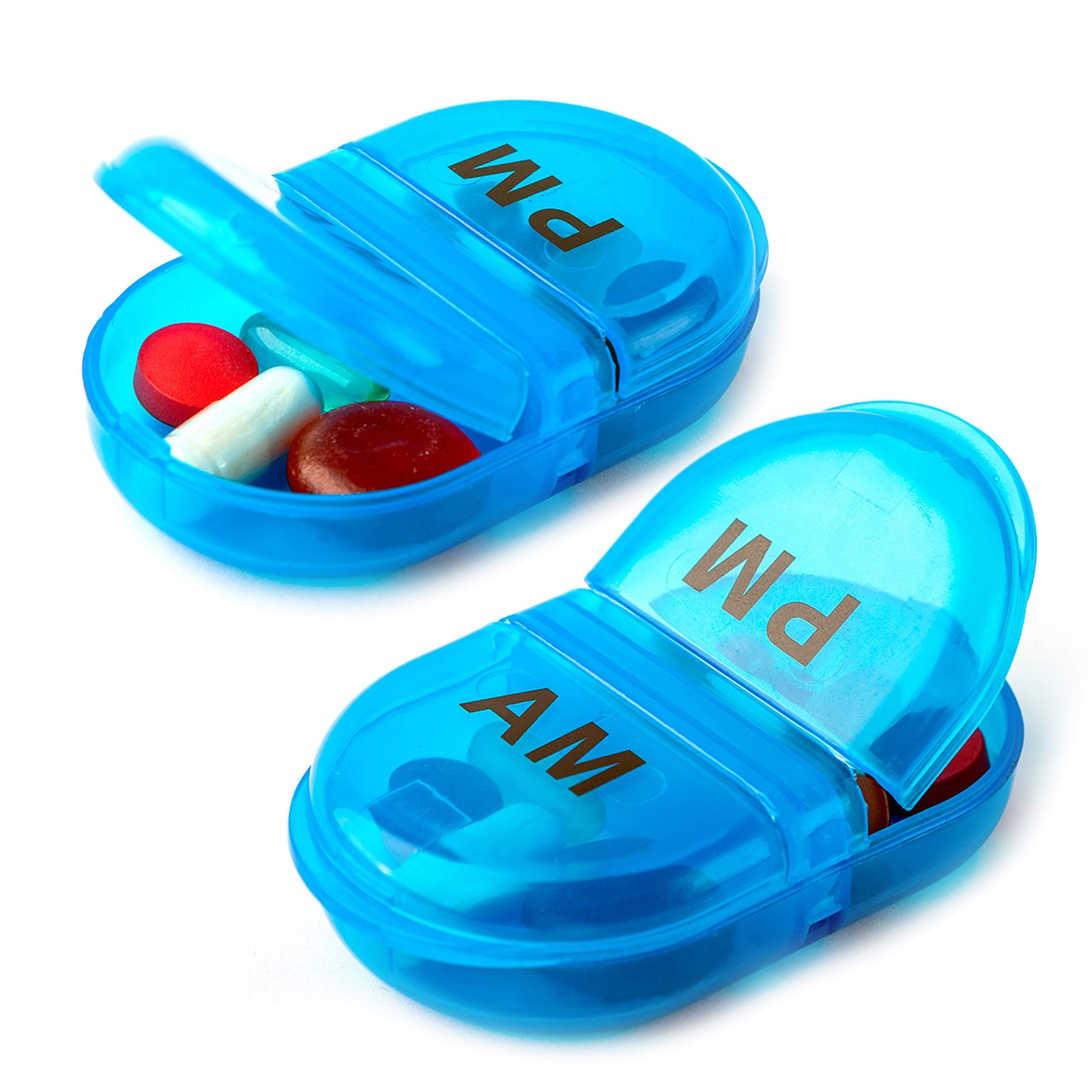 Deke Home  Pill Organizer AM PM 2 Compartment Pill Box for Pocket or Purse Sm
