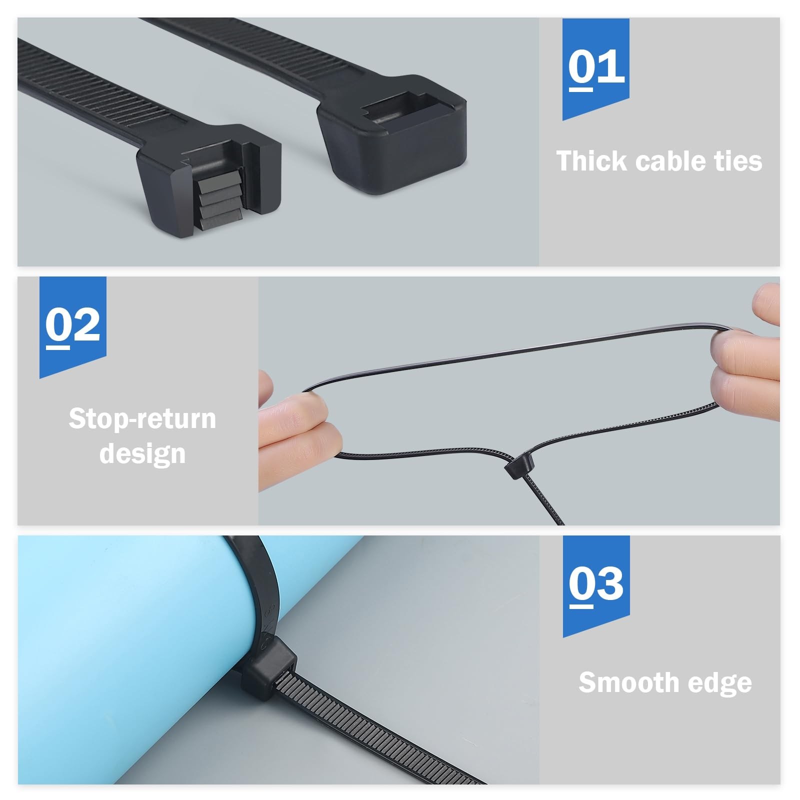 Large Zip Ties Heavy Duty 23 inch Cable Ties 100 Pack Black 200lbs UV Resista...
