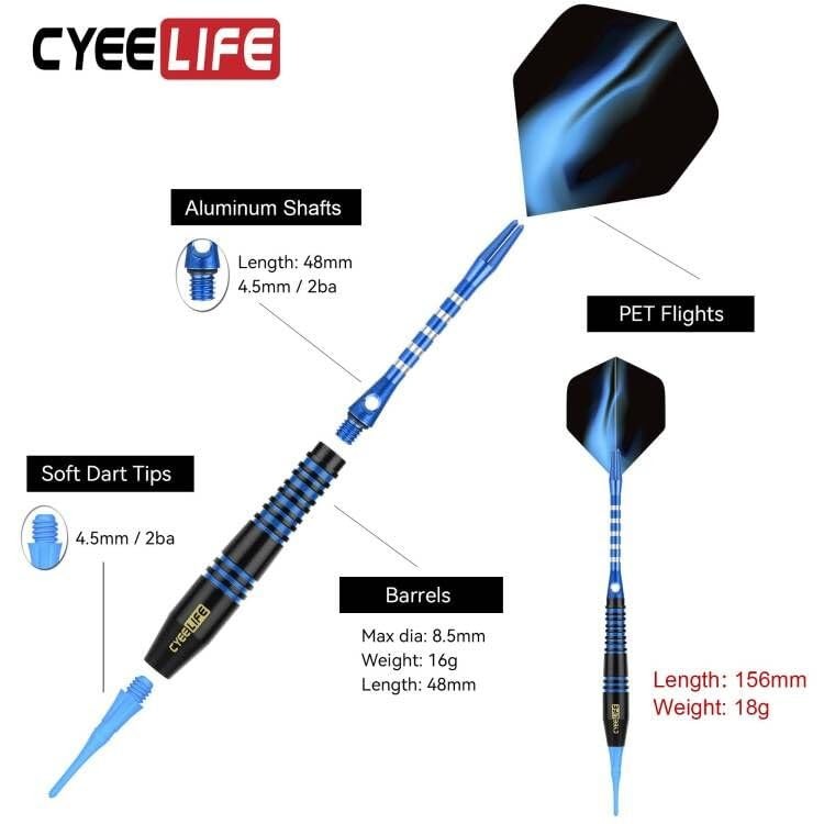 Darts Plastic Tip - Soft Tip Darts Set - 12 Pcs 18 Gram with 4 Colors Premium