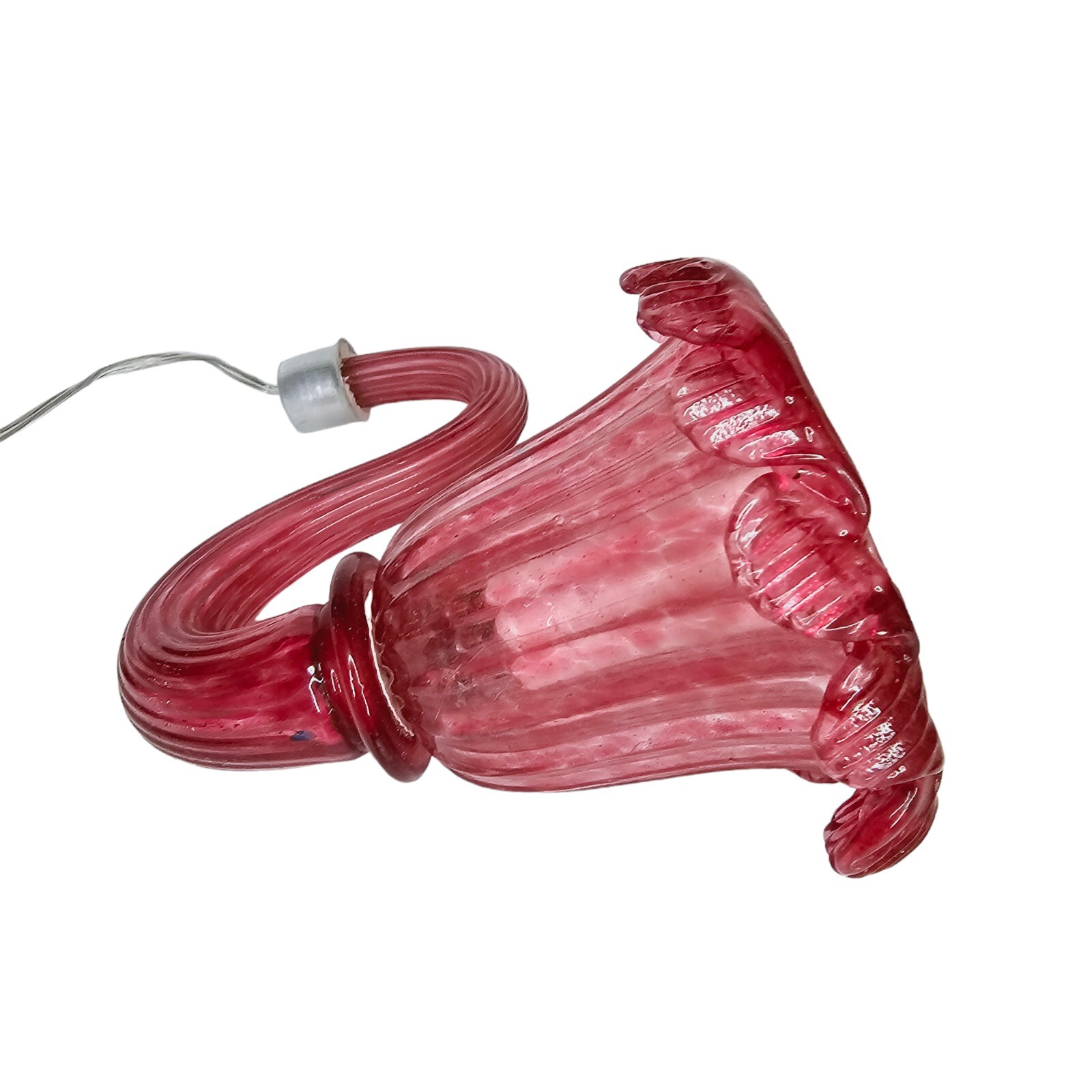 Venetian Cranberry Chandelier Part Arm Shade Pink Glass Curved Leaf Ribbed #4