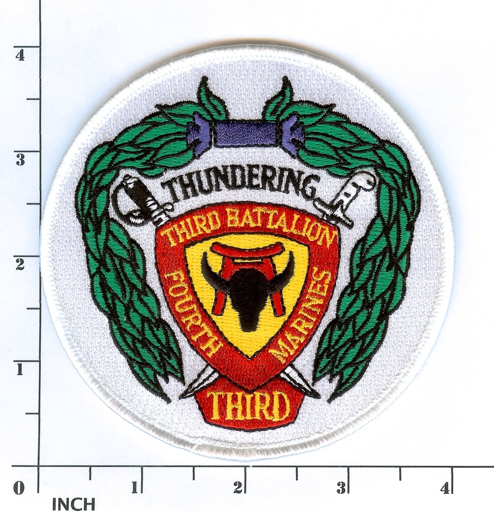 USMC 3d Bn/4th Mar round sew-on PATCH 3/4 Thundering ! 3rd Battalion/4th Marines