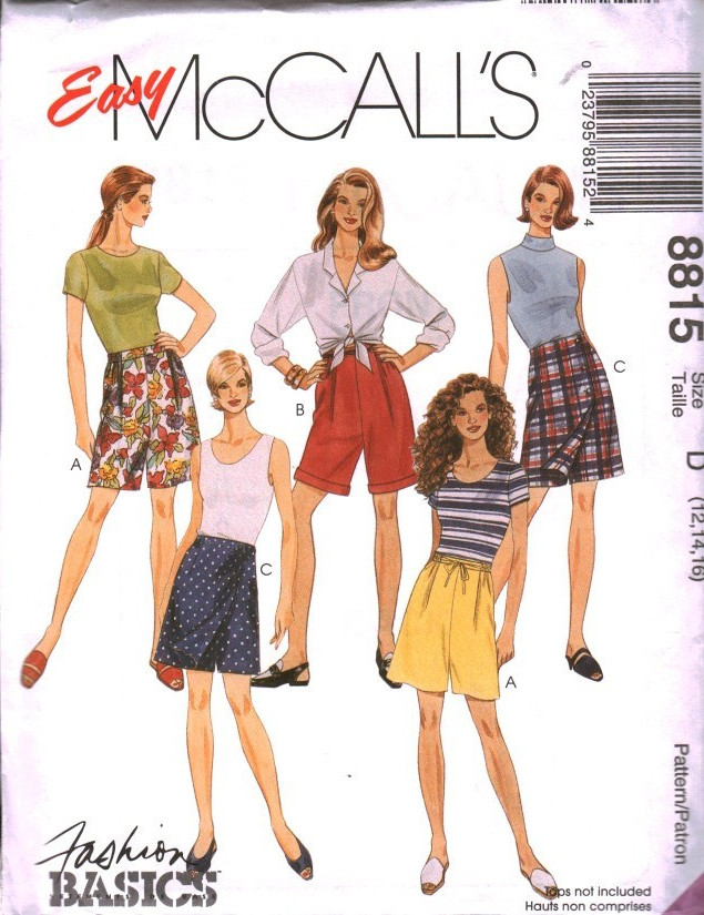8815 Vintage McCalls SEWING Pattern Misses 1990s Easy Fitting Shorts Skirt UNCUT