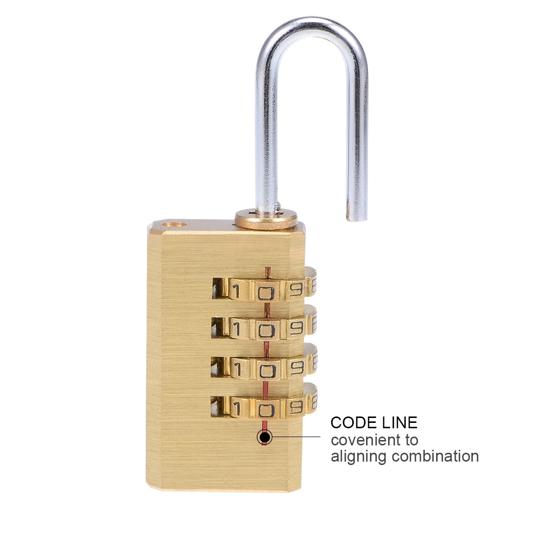 4 Digit Combination Padlock, 5mm Shackle 28mm Body Width, Brass Lock