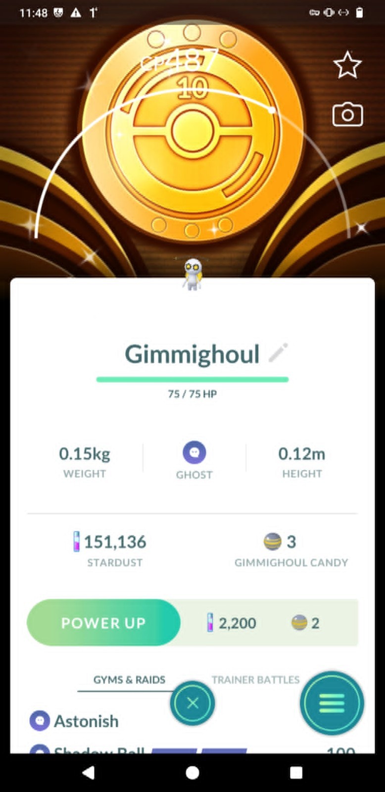 Shiny Gimmighoul 10 th ( 10th Anniversary Coin) Background - Read description