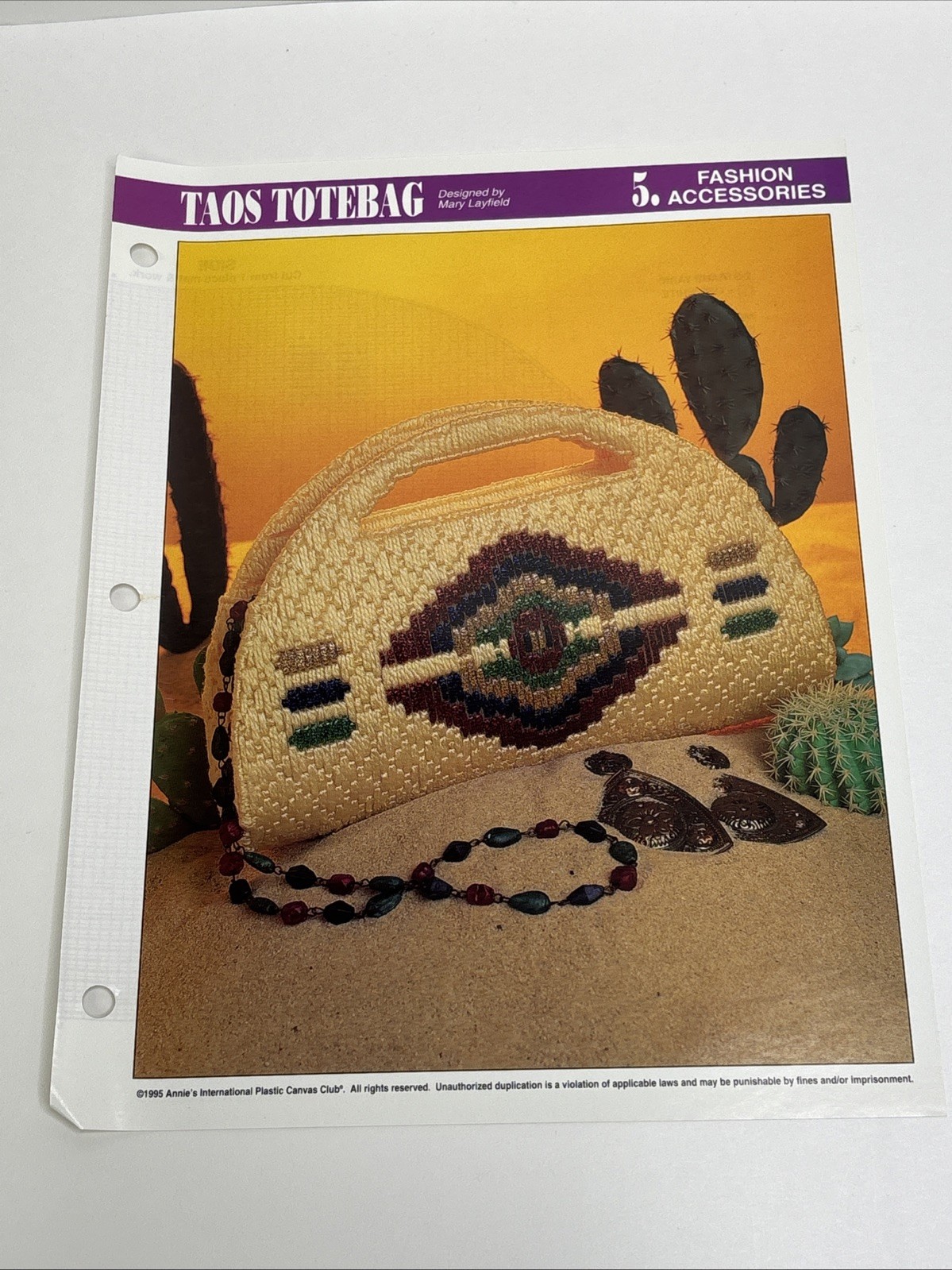 Taos Tote Bag Annie's Attic Plastic Canvas Pattern Page