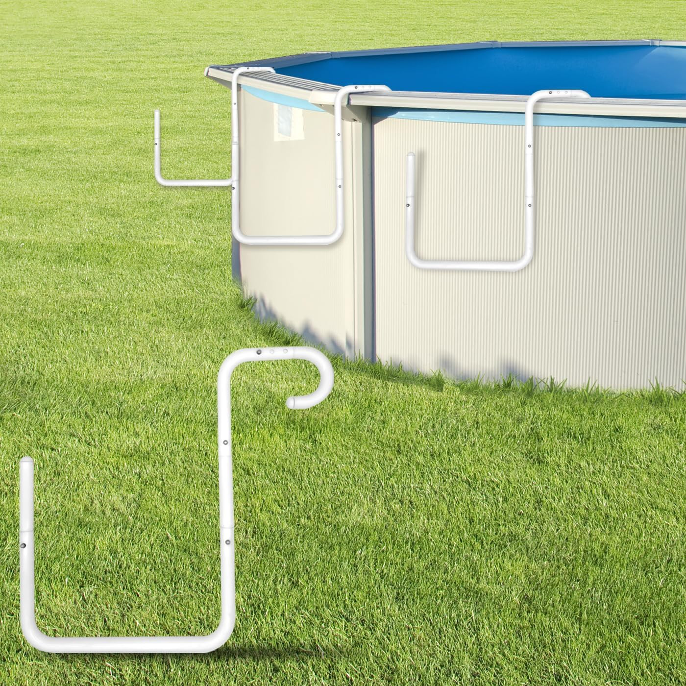 Adjustable Solar Cover Holder for Steel-Wall above Ground Pools - Heavy-Duty 5-P