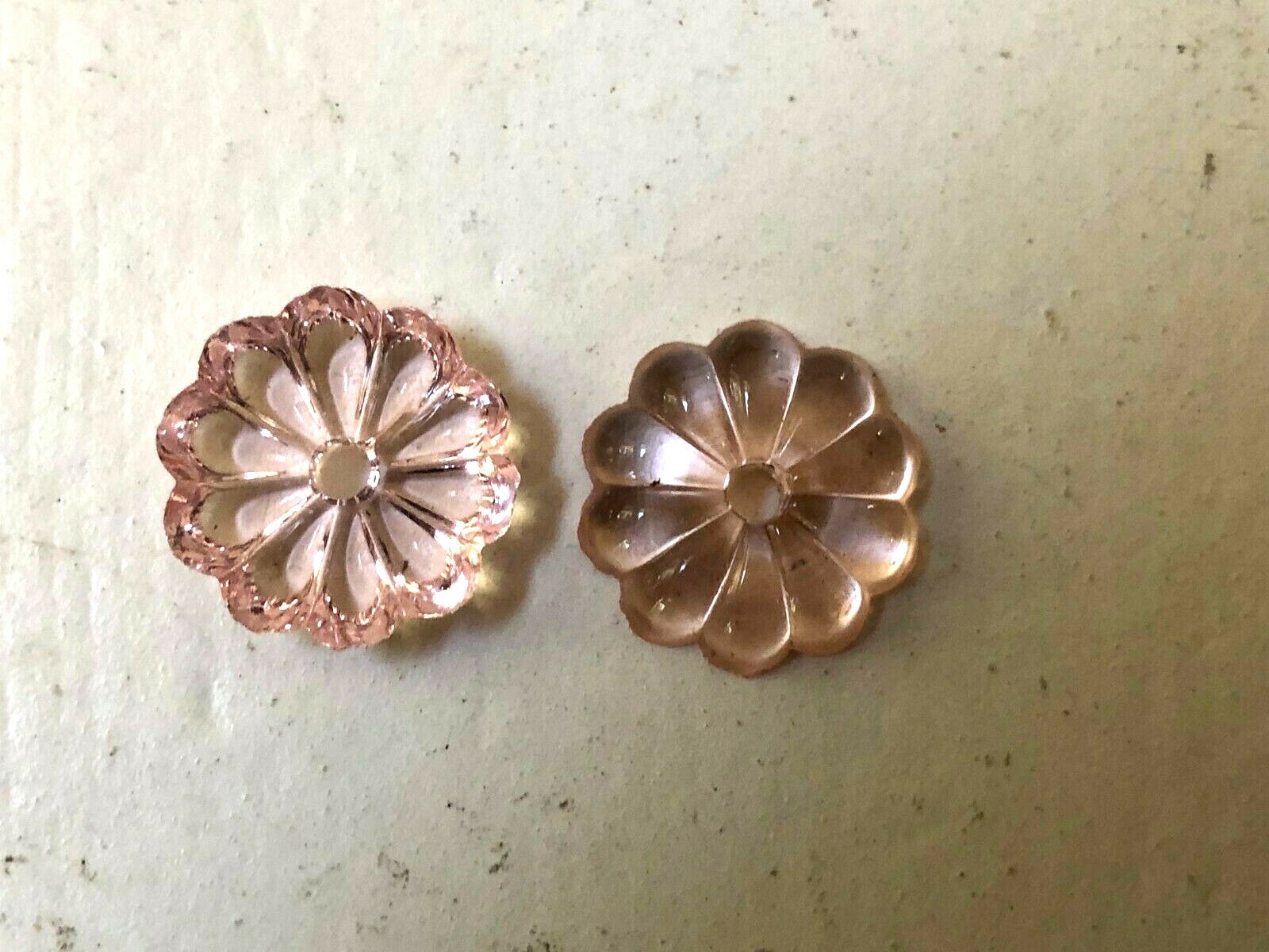 Lot of 5 New VINTAGE PINK chandelier 16mm Rosettes Italian Glass Lamp Parts