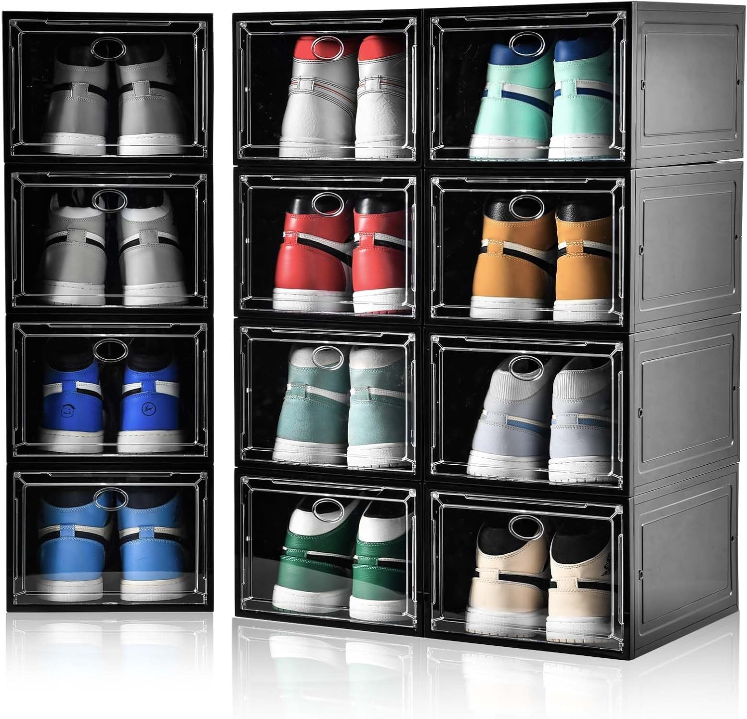 12 Pack Clear Shoe Boxes Stackable,Shoe Storage Boxes Closet,Sturdy Shoe Box