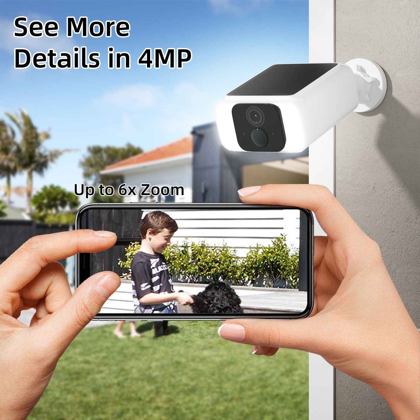 5G WiFi Security Cameras Wireless Outdoor with Integrated Solar Panel