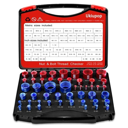 50PCS Thread Checker Kit – SAE & Metric Bolt Thread Checker, Nut & Bolt Size ...