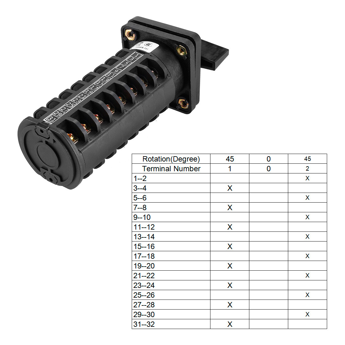 Changeover Switch 3 Position Rotary Selector Cam Switch 32 Terminal Latching 10A
